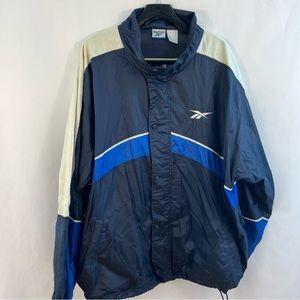 VTG Reebok Windbreaker Jacket Spell Out Logo Coat 90s Sport Track Mens XL Retro
